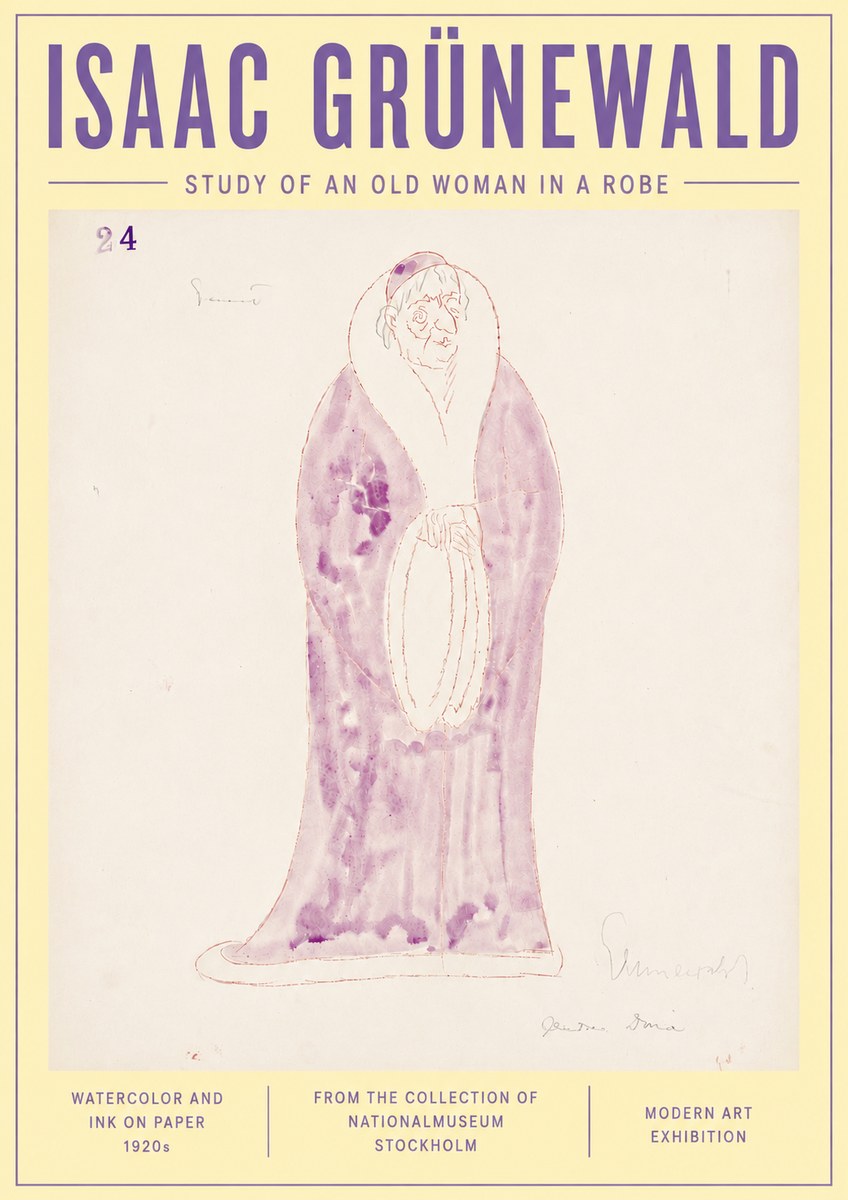 Isaac Grünewald Study of an Old Woman in a Robe No6 - Póster