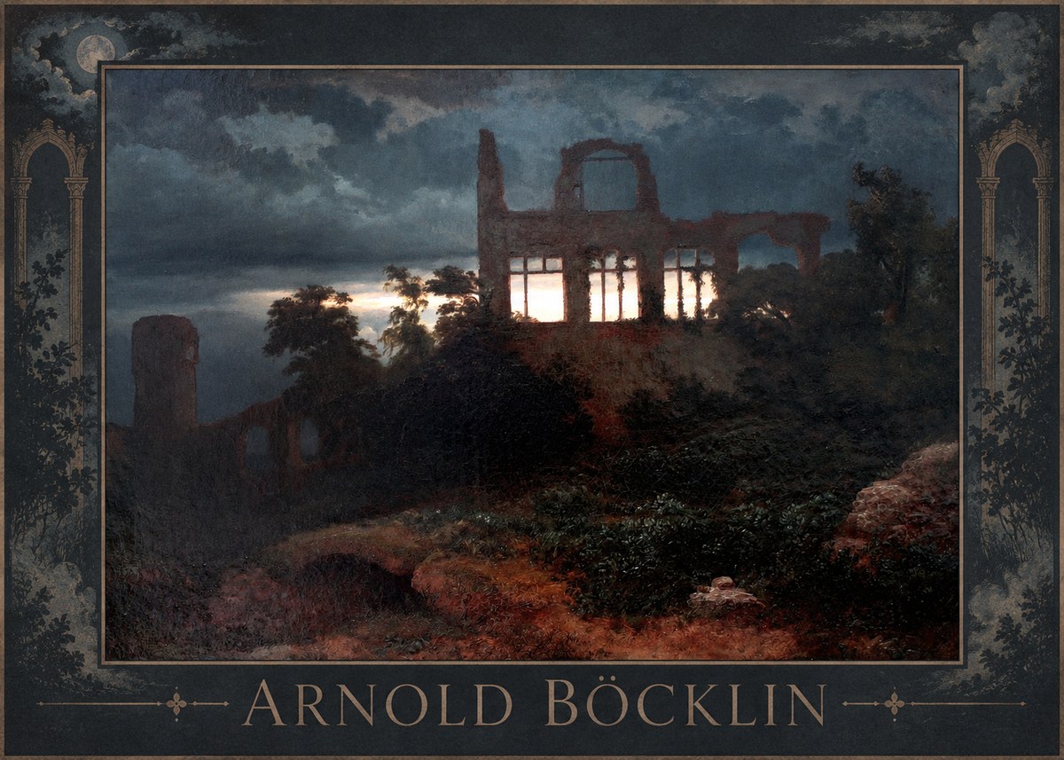 Arnold Böcklin Ruined Castle No1 - Póster
