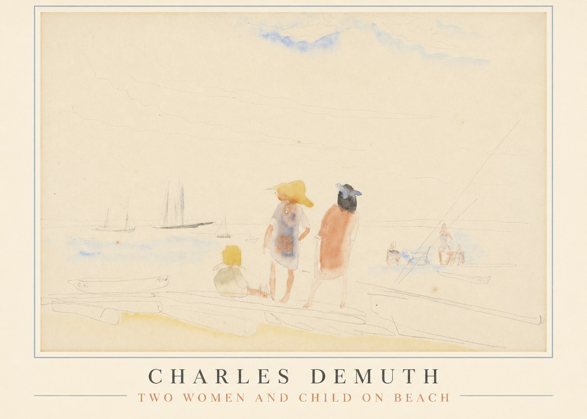 Charles Demuth Two Women and Child on Beach No1 - Póster