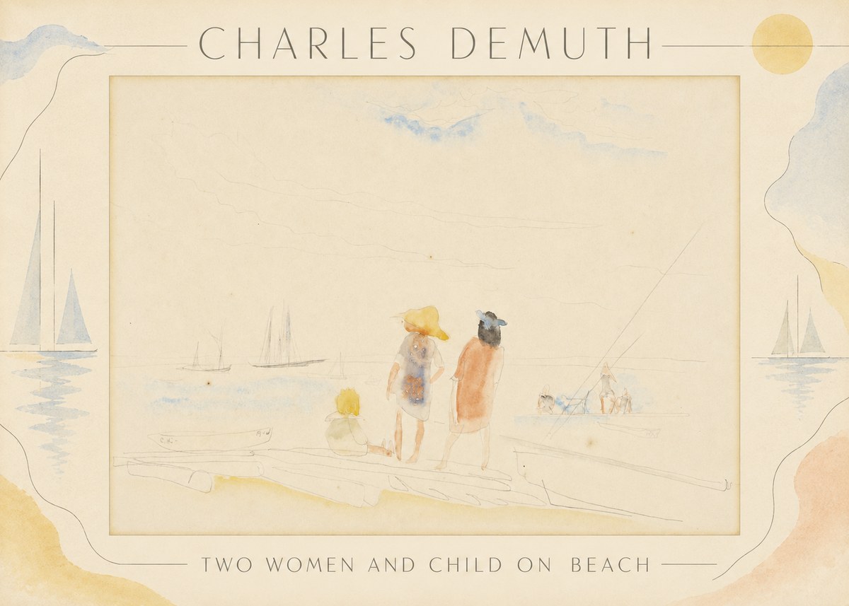 Charles Demuth Two Women and Child on Beach No3 - Póster