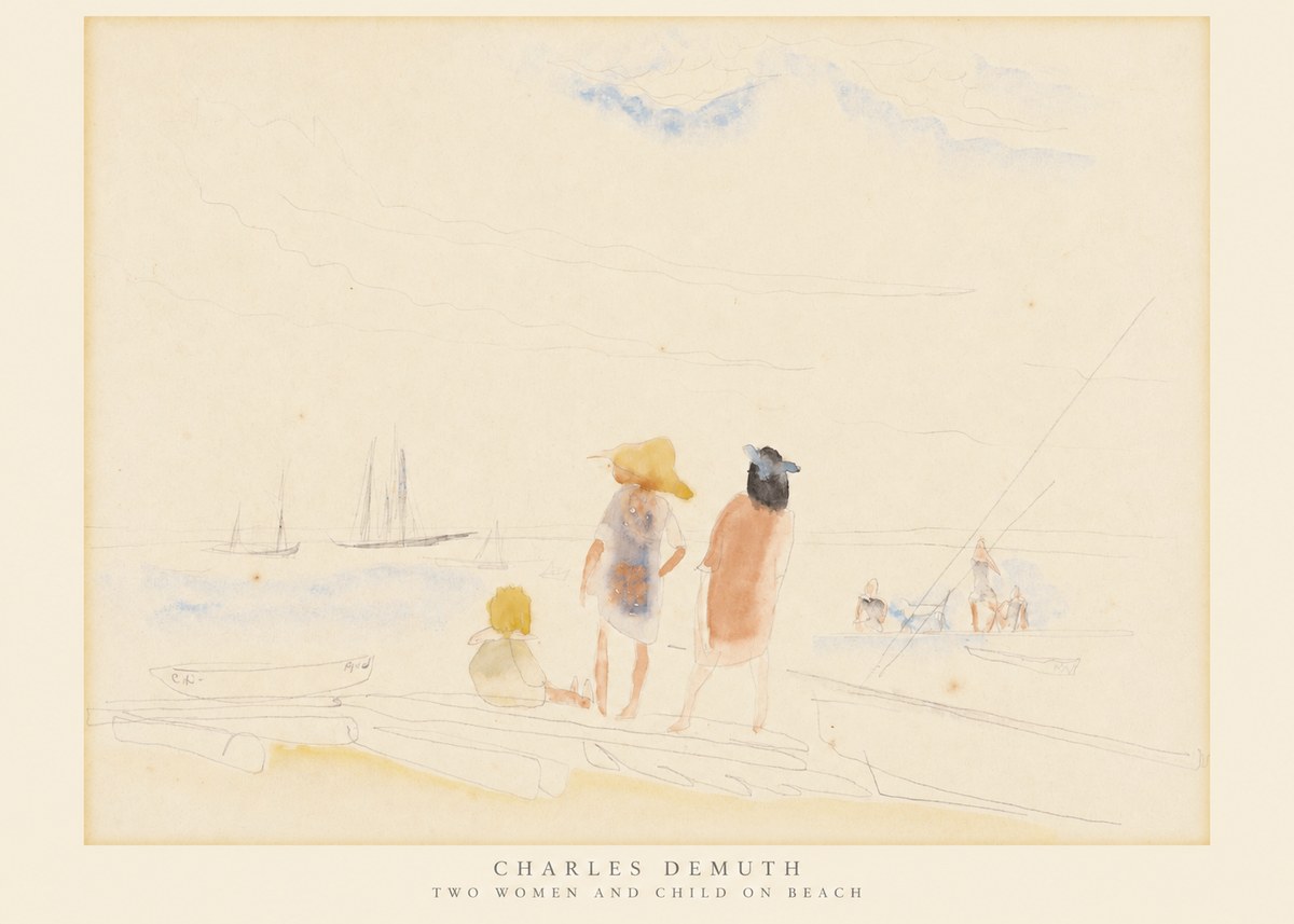Charles Demuth Two Women and Child on Beach No6 - Póster
