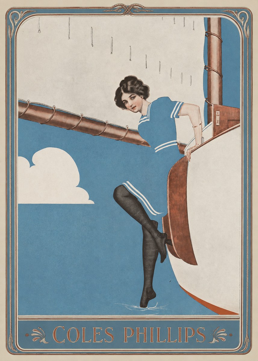 Coles Phillips Woman on a Yacht No1 - Póster
