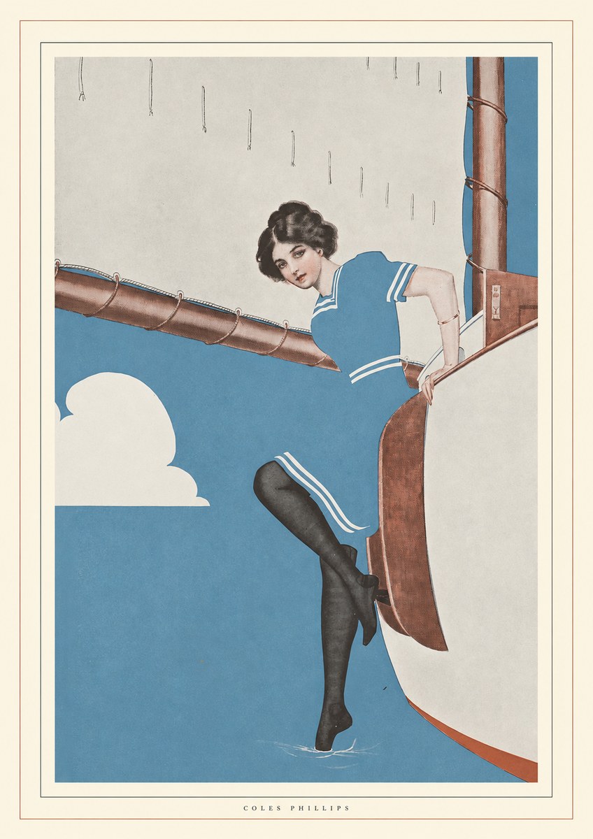 Coles Phillips Woman on a Yacht No4 - Póster
