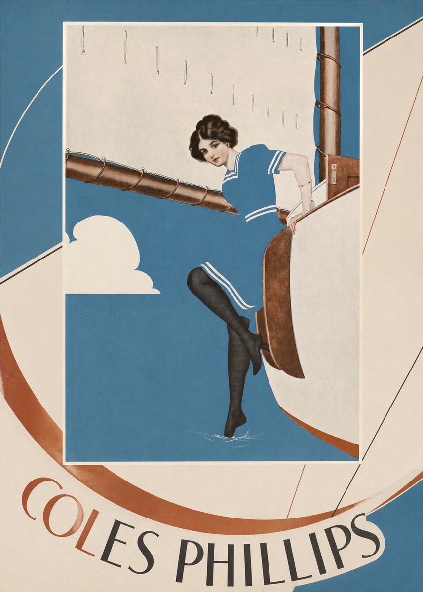 Coles Phillips Woman on a Yacht No6 - Póster