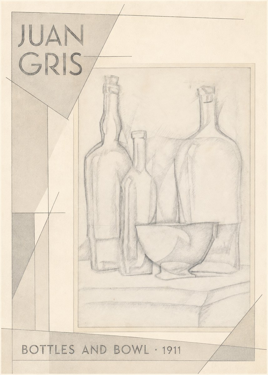 Juan Gris Bottles and Bowl No2 - Póster
