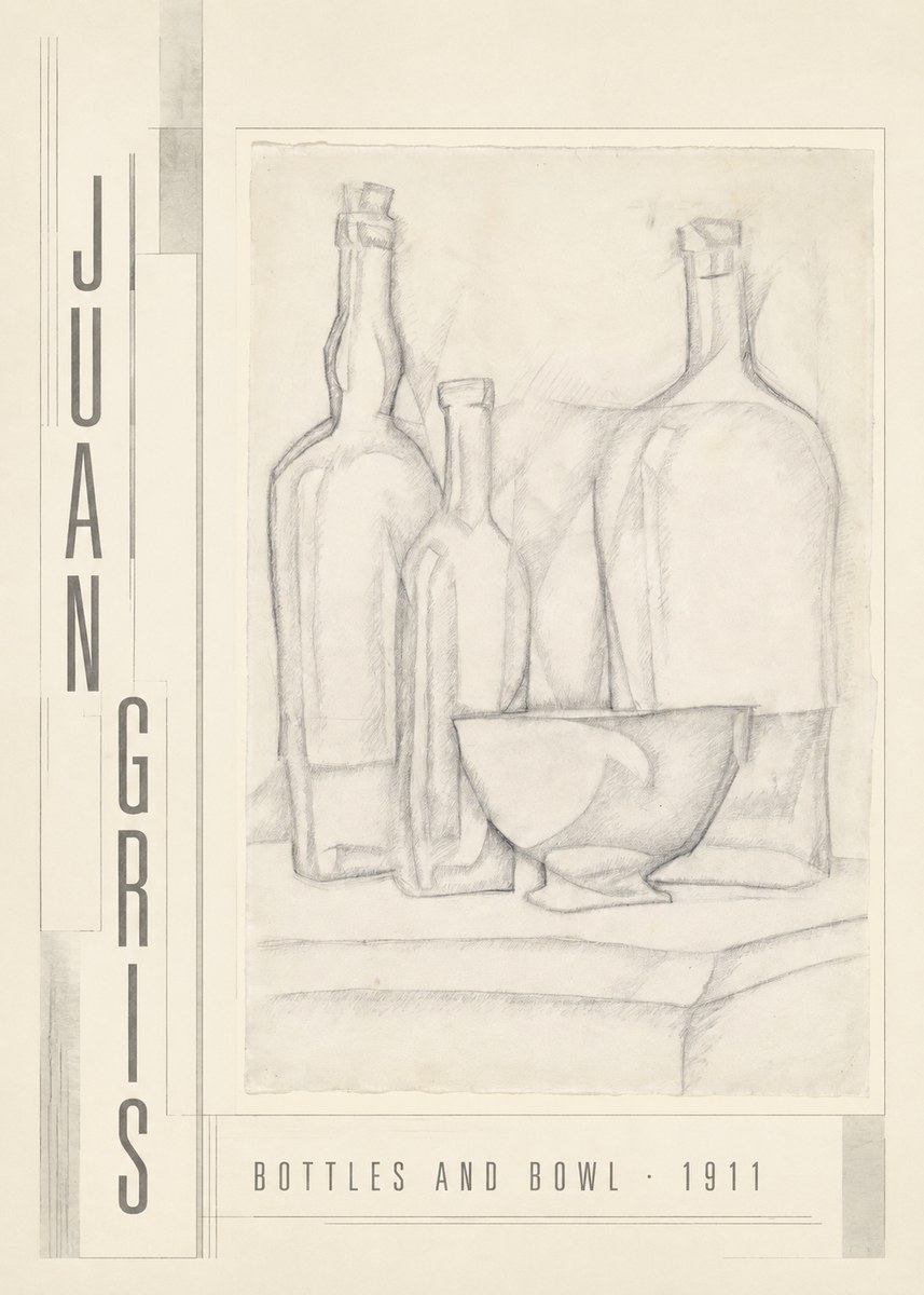 Juan Gris Bottles and Bowl No3 - Póster