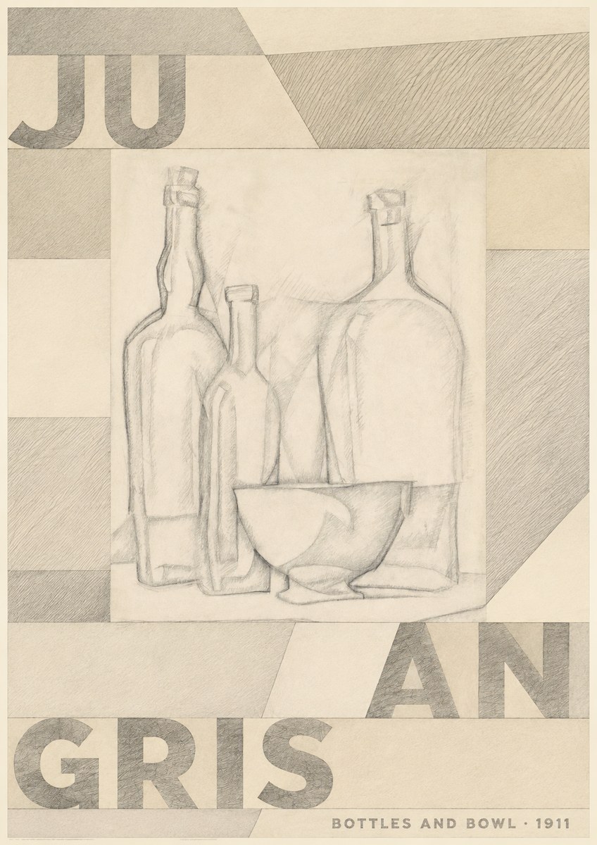 Juan Gris Bottles and Bowl No4 - Póster