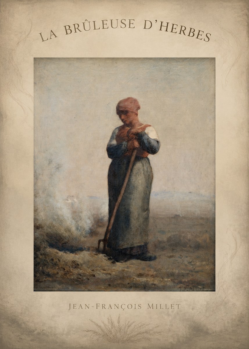 Jean-François Millet La Brûleuse D'herbes No4 - Póster