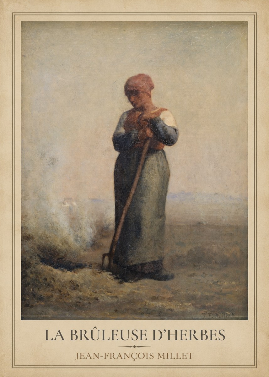 Jean-François Millet La Brûleuse D'herbes No5 - Póster