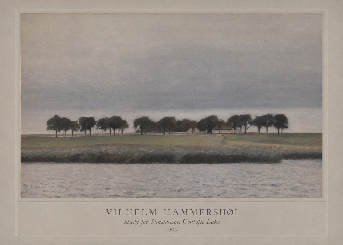 Vilhelm Hammershøi Study for Sunshower, Gentofte Lake No1 - Póster