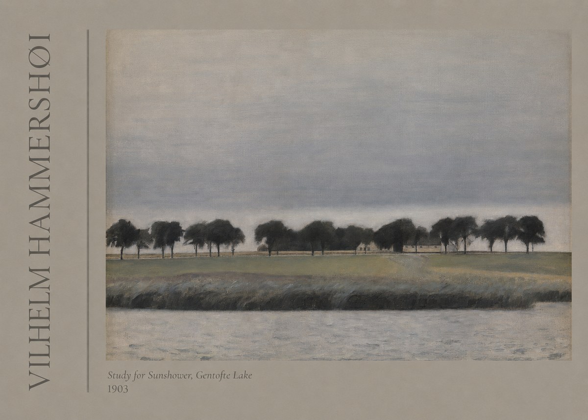 Vilhelm Hammershøi Study for Sunshower, Gentofte Lake No2 - Póster
