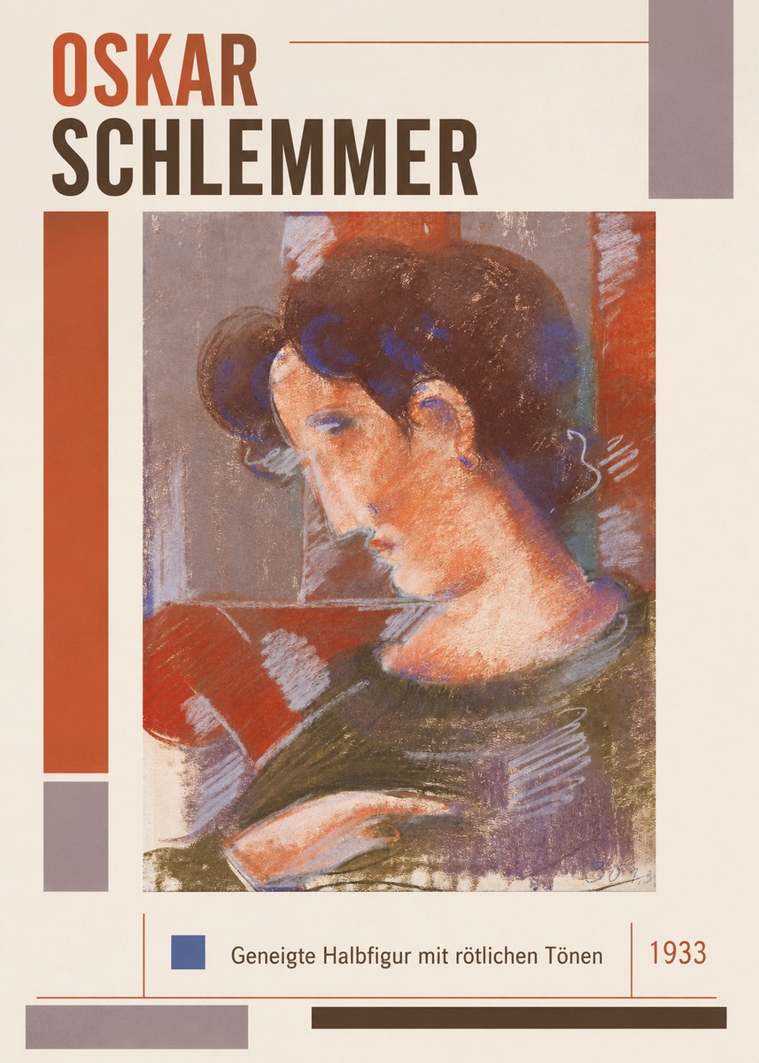 Oskar Schlemmer Geneigte Halbfigur Mit Rötlichen Tönen No1 - Póster