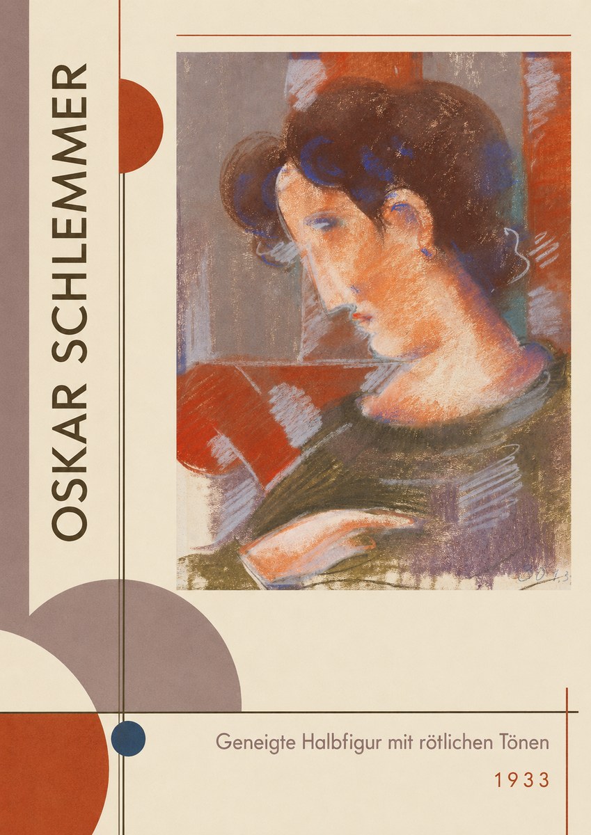 Oskar Schlemmer Geneigte Halbfigur Mit Rötlichen Tönen No2 - Póster
