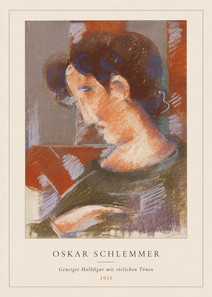 Oskar Schlemmer Geneigte Halbfigur Mit Rötlichen Tönen No4 - Póster
