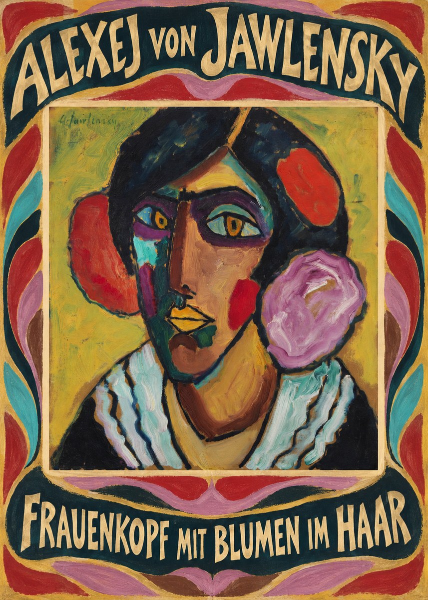 Alexej von Jawlensky Frauenkopf Mit Blumen Im Haar No4 - Póster
