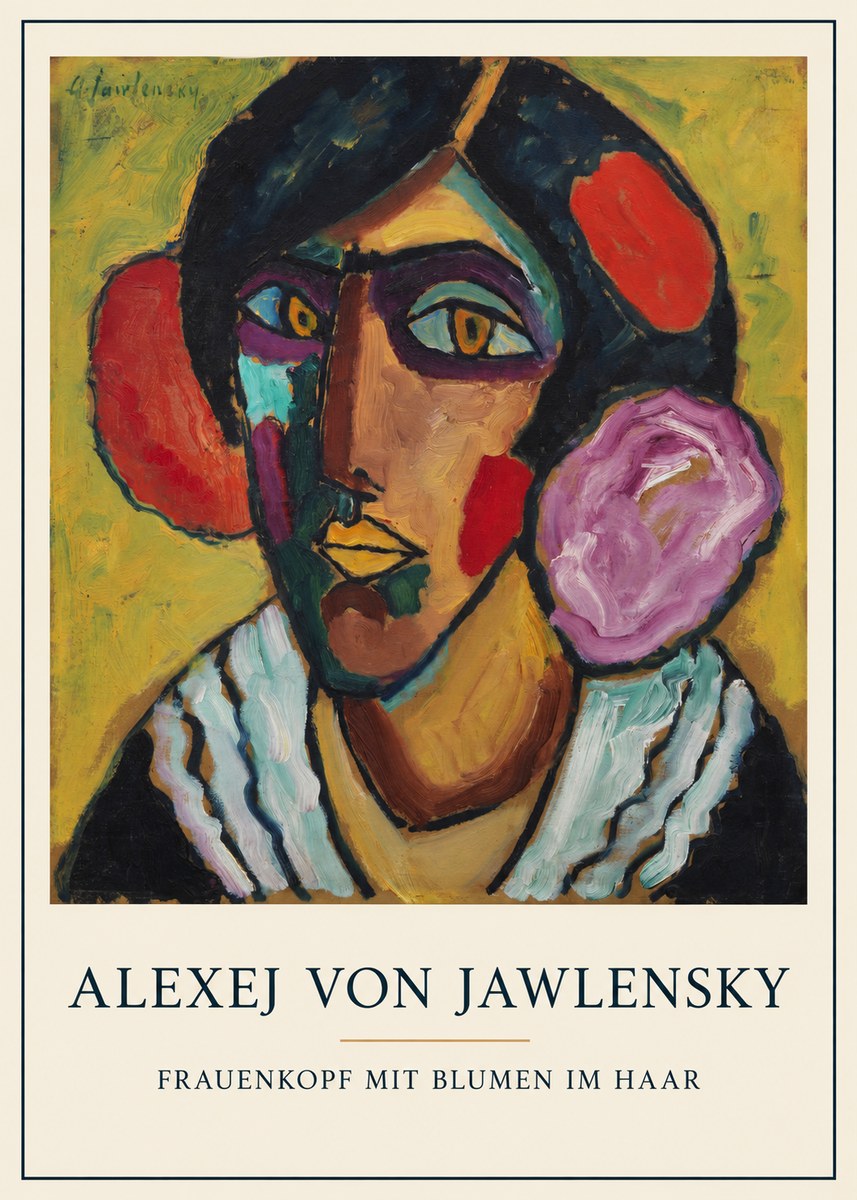 Alexej von Jawlensky Frauenkopf Mit Blumen Im Haar No5 - Póster