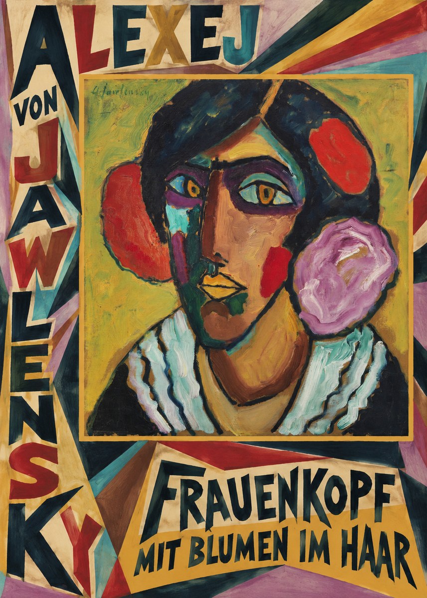 Alexej von Jawlensky Frauenkopf Mit Blumen Im Haar No6 - Póster