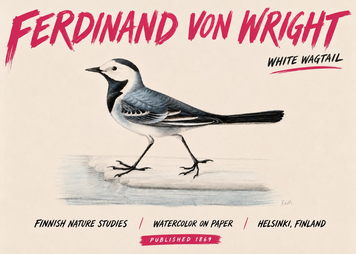 Ferdinand von Wright White Wagtail No6 - Póster
