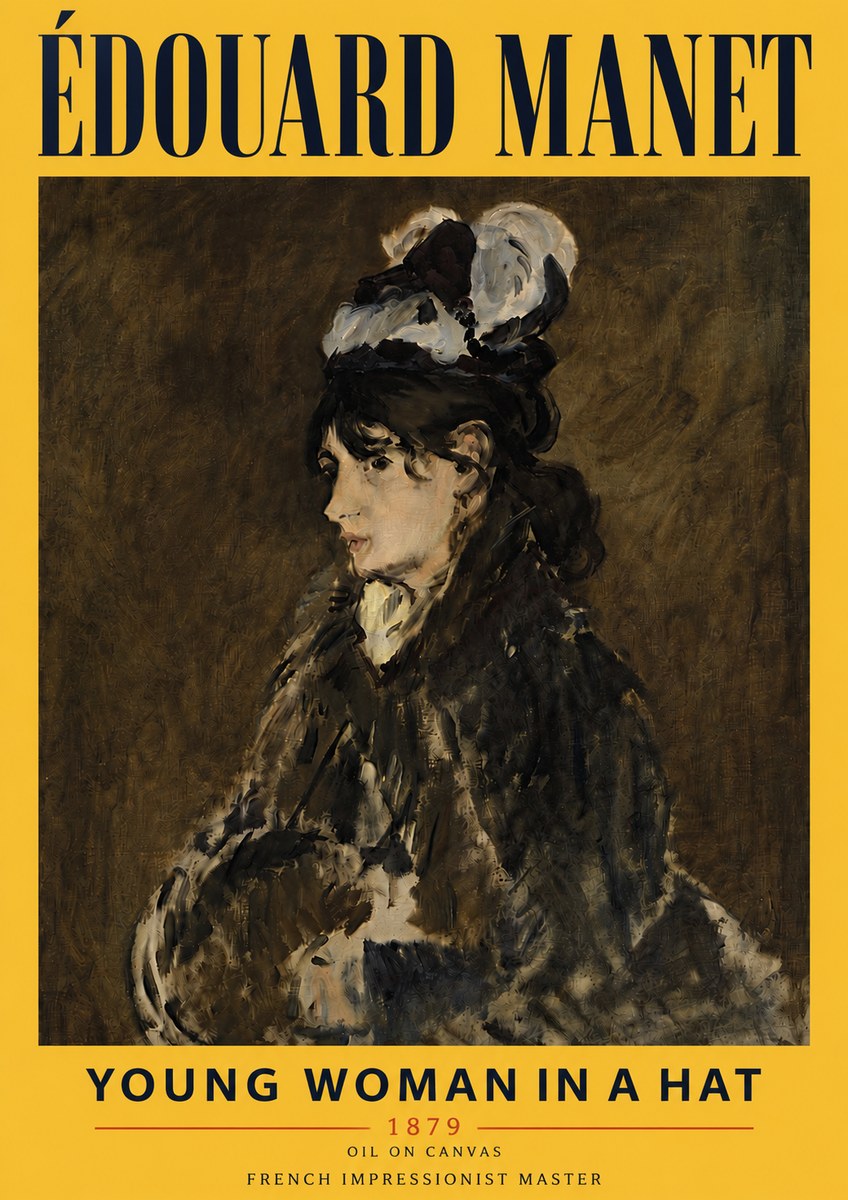 Édouard Manet Young Woman in a Hat I No6 - Póster
