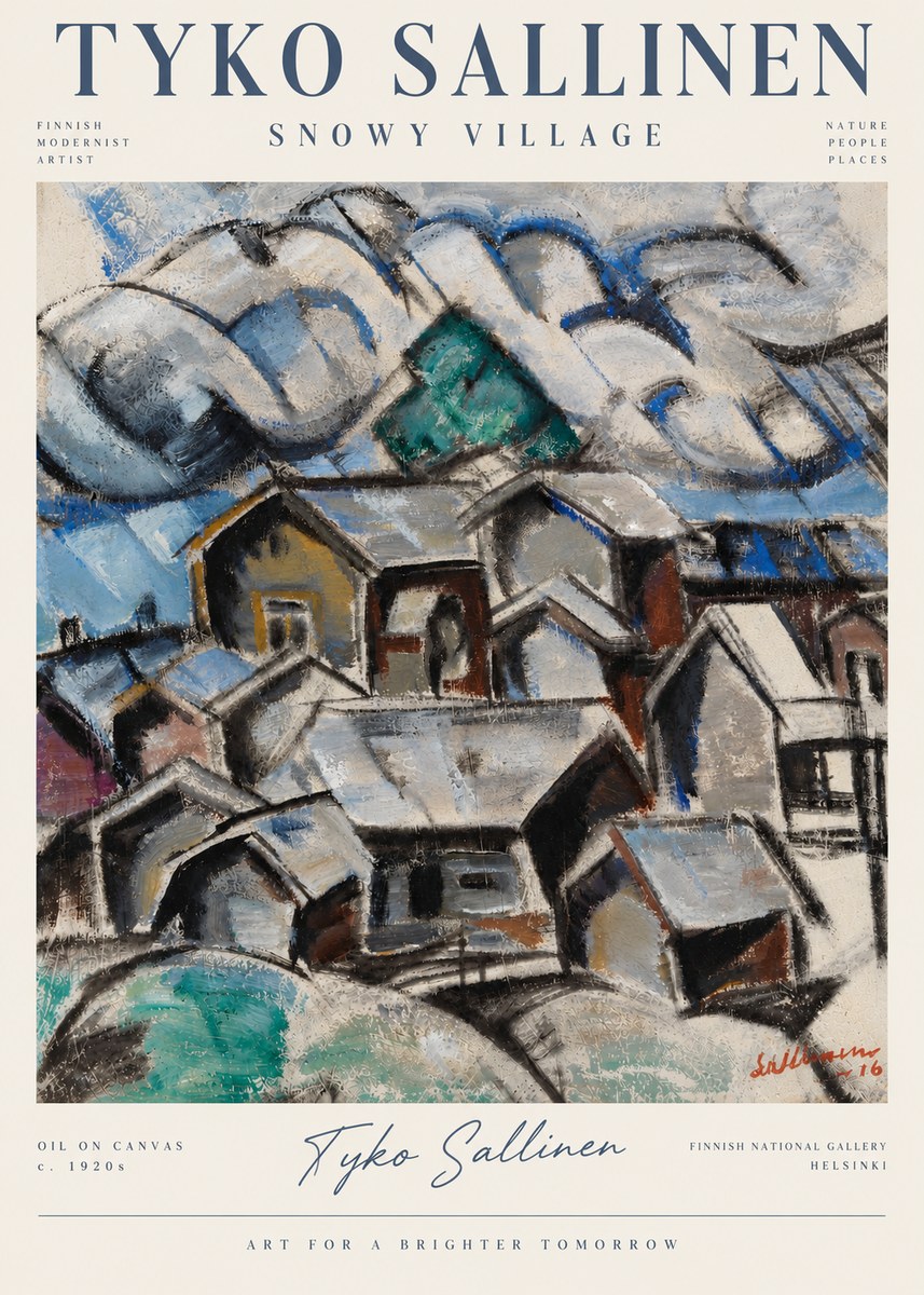 Tyko Sallinen Snowy Village No6 - Póster