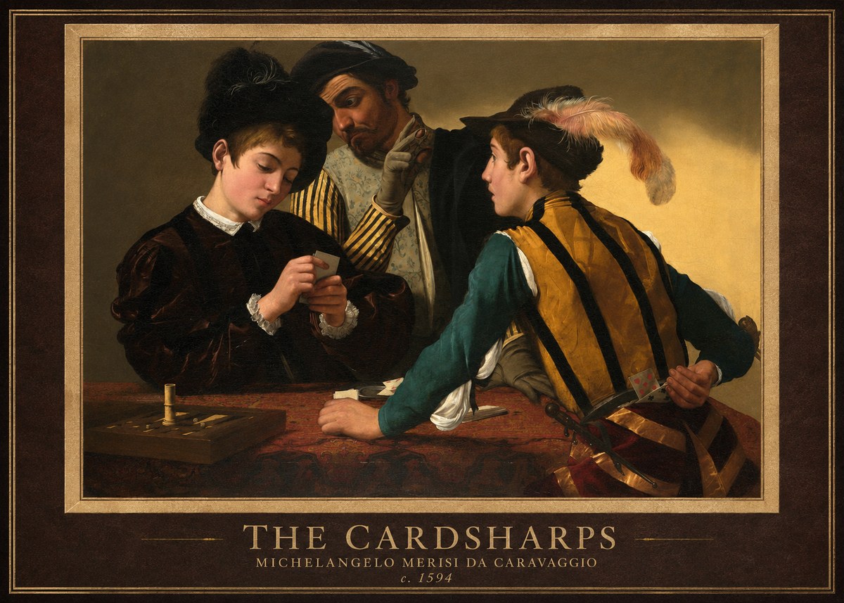 Michelangelo Merisi da Caravaggio The Cardsharps III No1 - Póster
