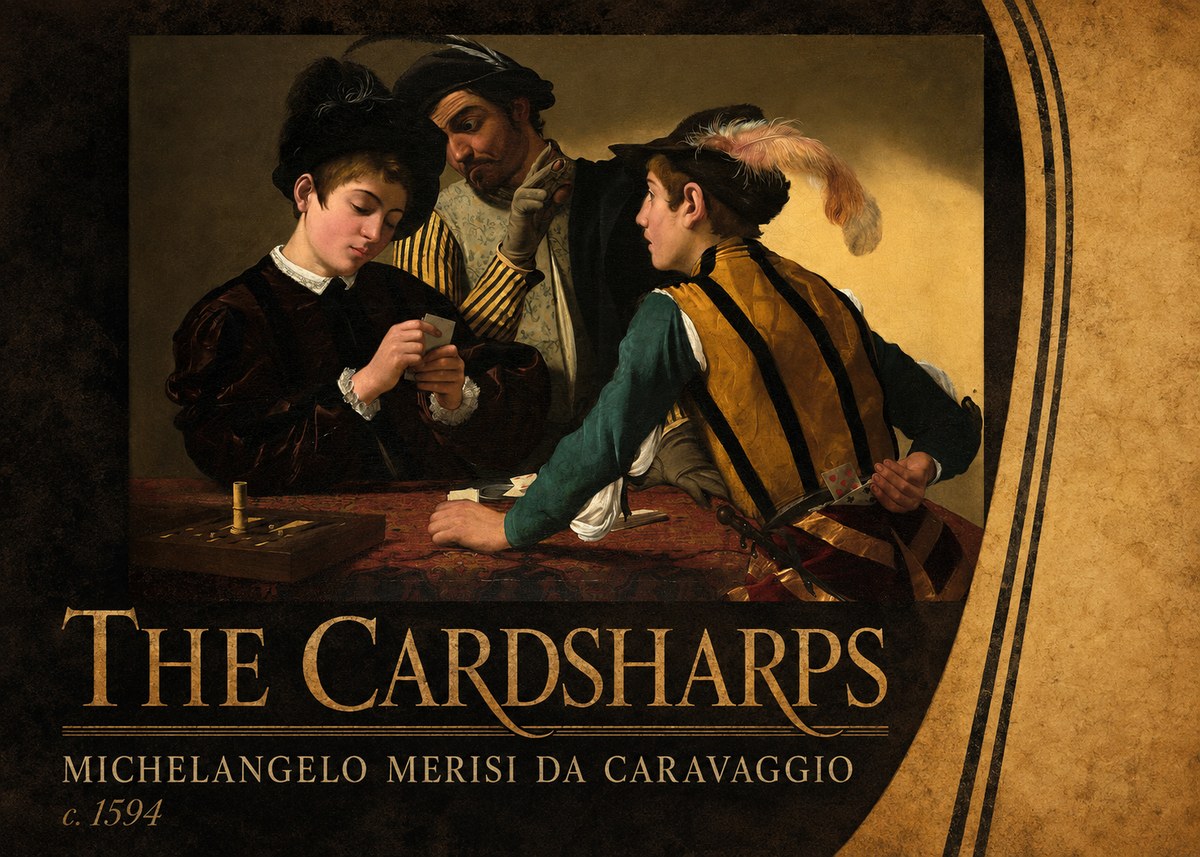 Michelangelo Merisi da Caravaggio The Cardsharps III No2 - Póster
