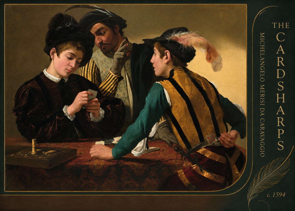 Michelangelo Merisi da Caravaggio The Cardsharps III No5 - Póster