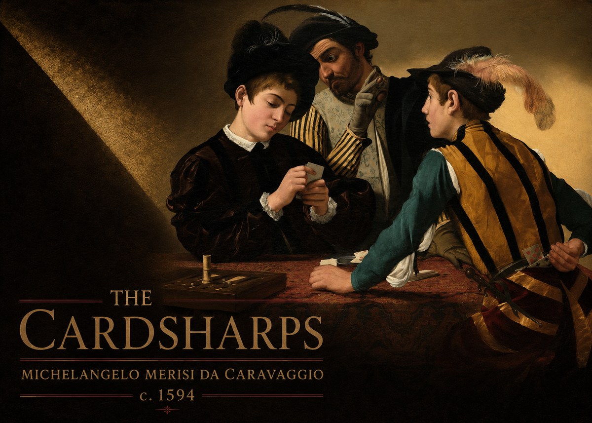 Michelangelo Merisi da Caravaggio The Cardsharps III No6 - Póster