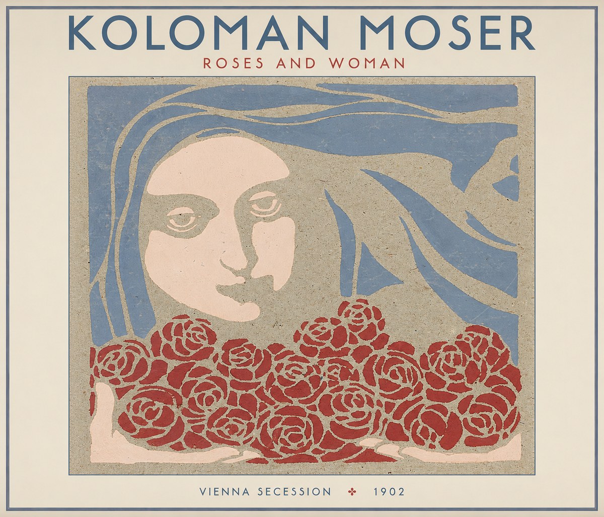 Koloman Moser Roses and Woman No1 - Póster
