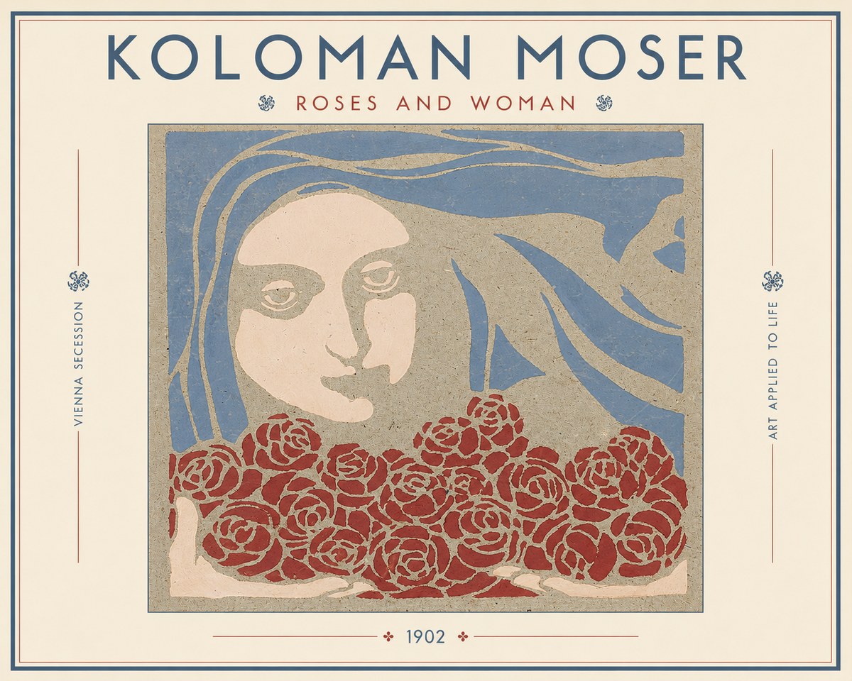 Koloman Moser Roses and Woman No3 - Póster
