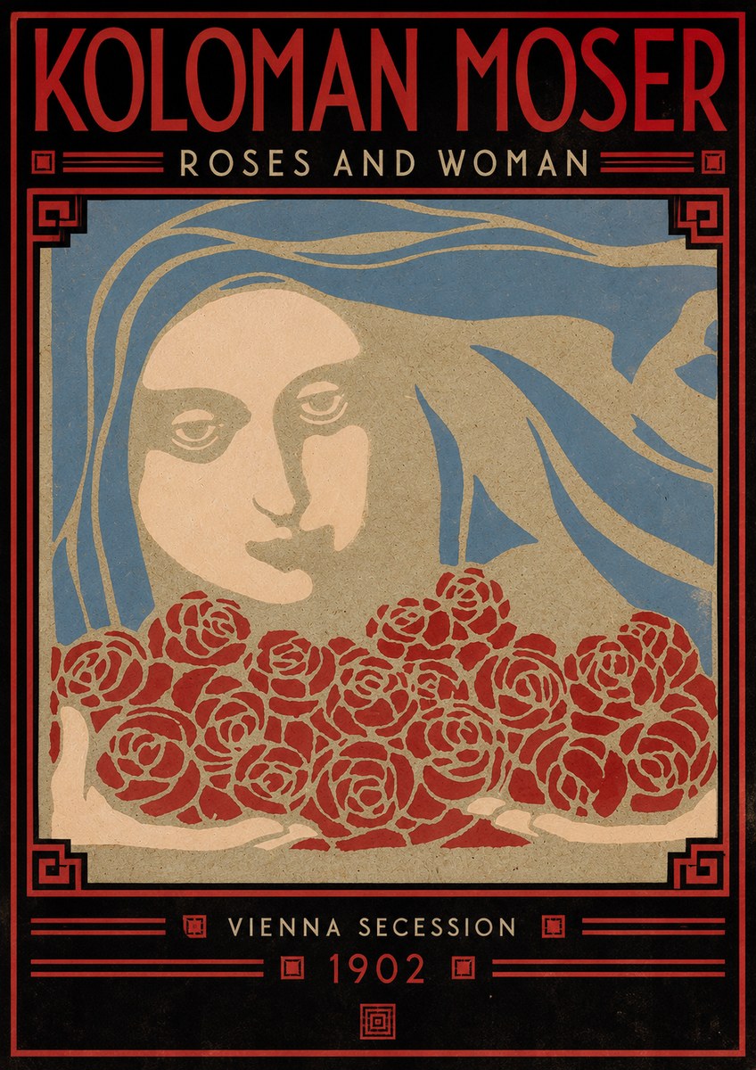 Koloman Moser Roses and Woman No5 - Póster