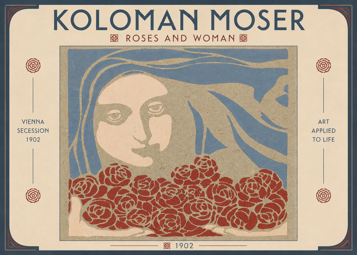 Koloman Moser Roses and Woman No6 - Póster