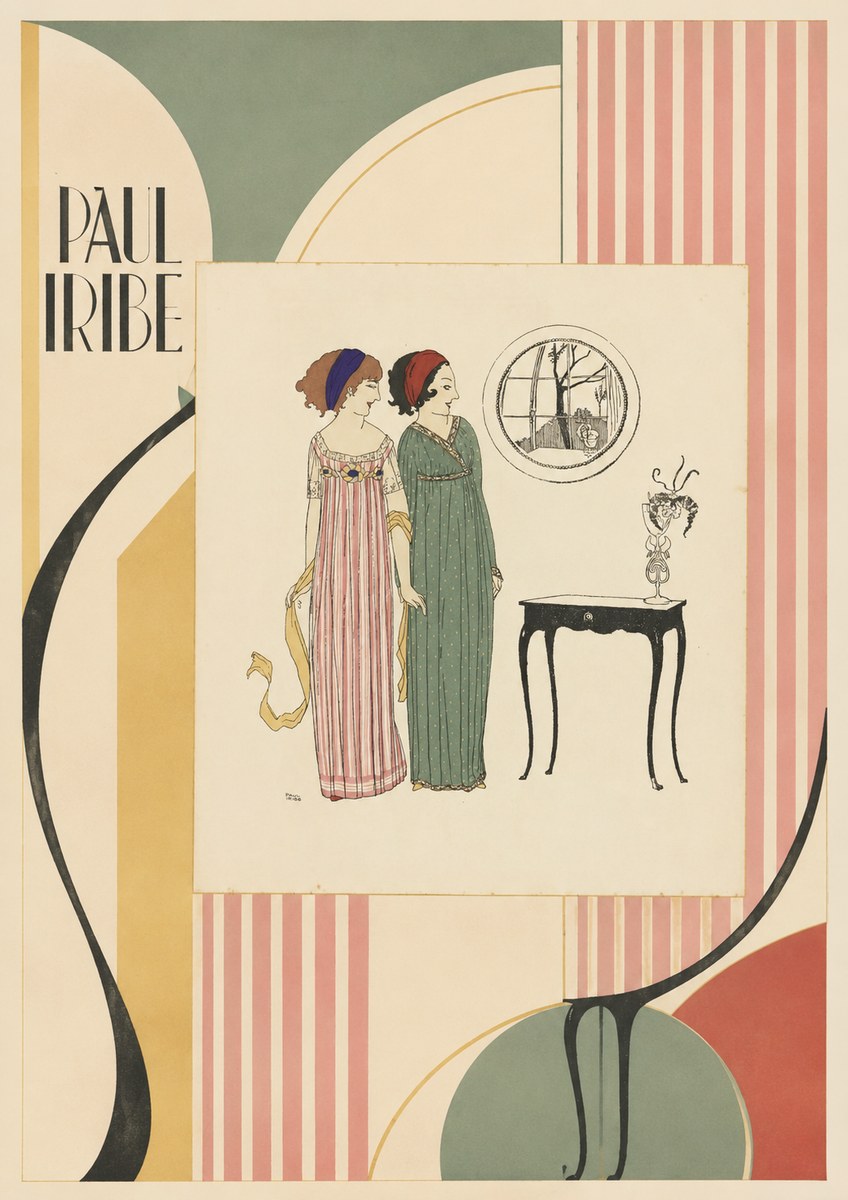 Paul Iribe Two Women in Elegant Dresses No4 - Póster