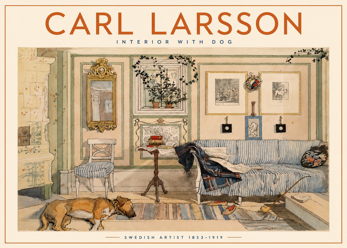 Carl Larsson Interior with Dog No5 - Póster