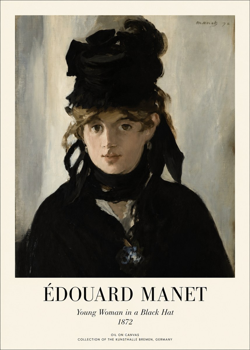 Édouard Manet Young Woman in a Black Hat I No1 - Póster