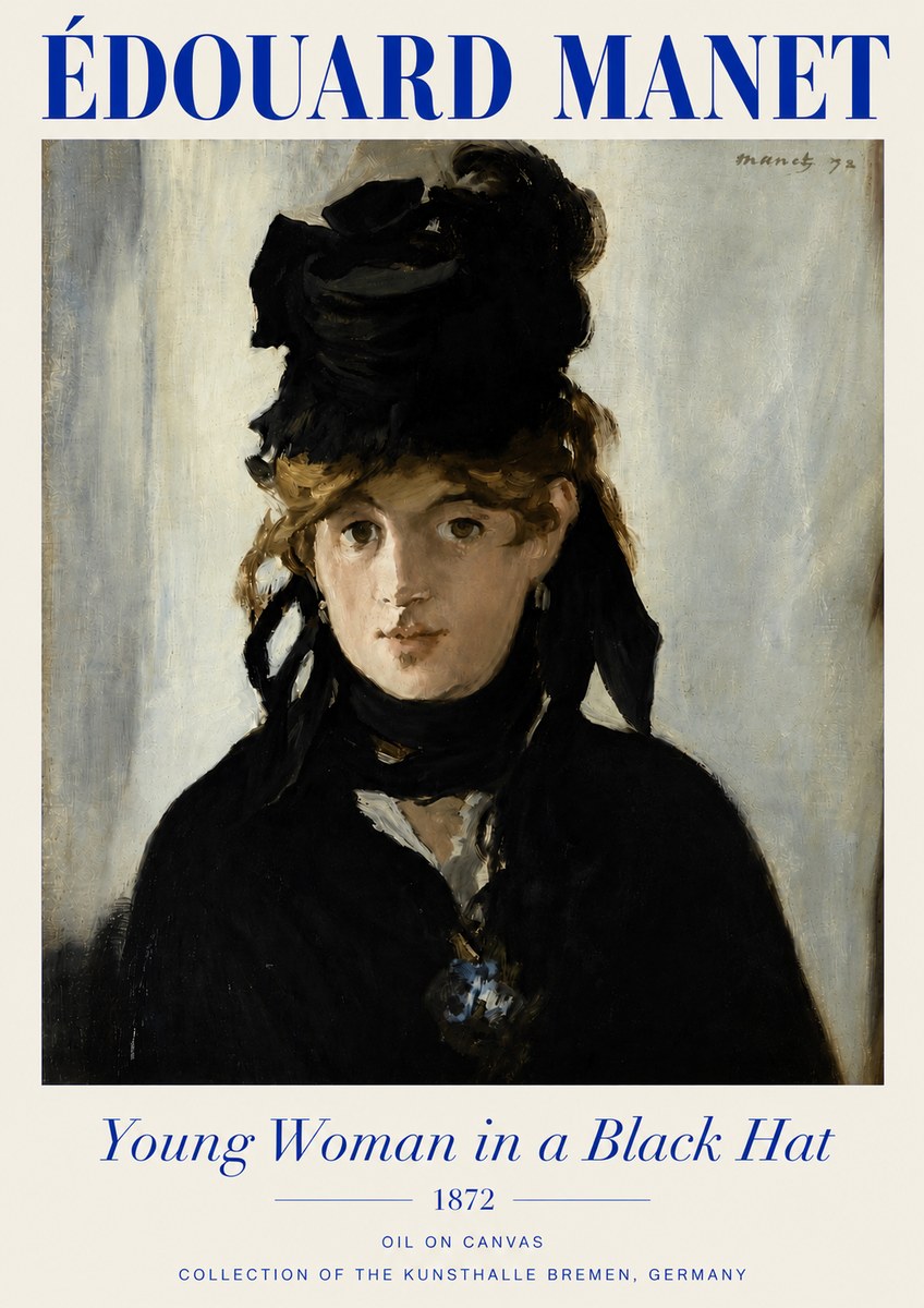 Édouard Manet Young Woman in a Black Hat I No4 - Póster
