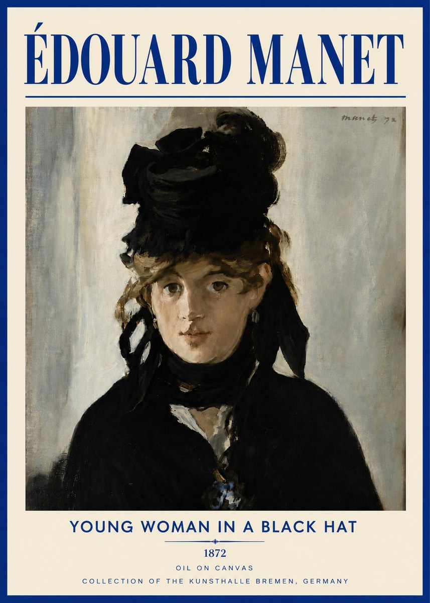 Édouard Manet Young Woman in a Black Hat I No5 - Póster
