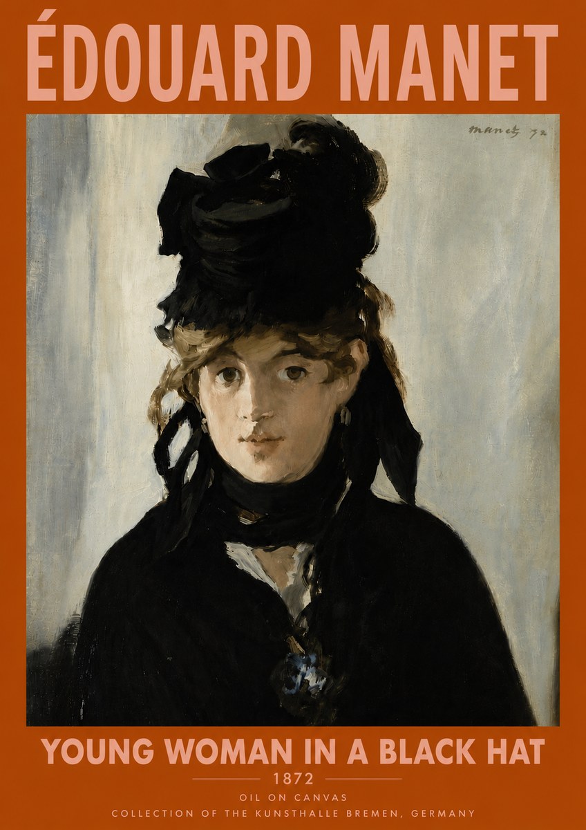 Édouard Manet Young Woman in a Black Hat I No6 - Póster