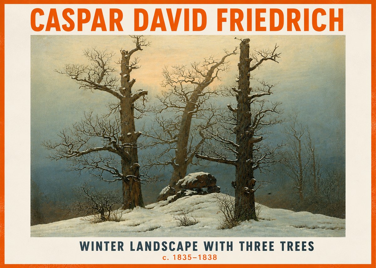 Caspar David Friedrich The Three Trees in the Snow No5 - Póster