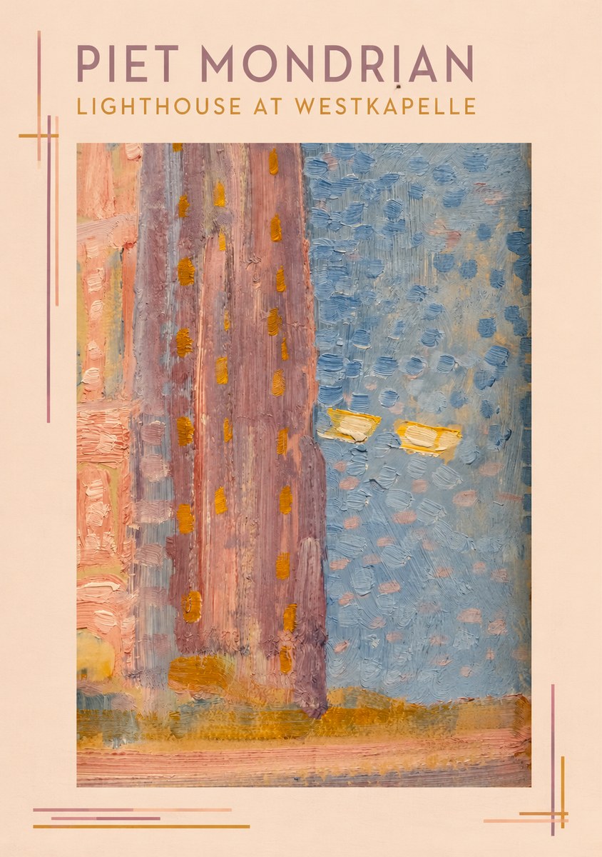 Piet Mondrian Lighthouse at Westkapelle No1 - Póster