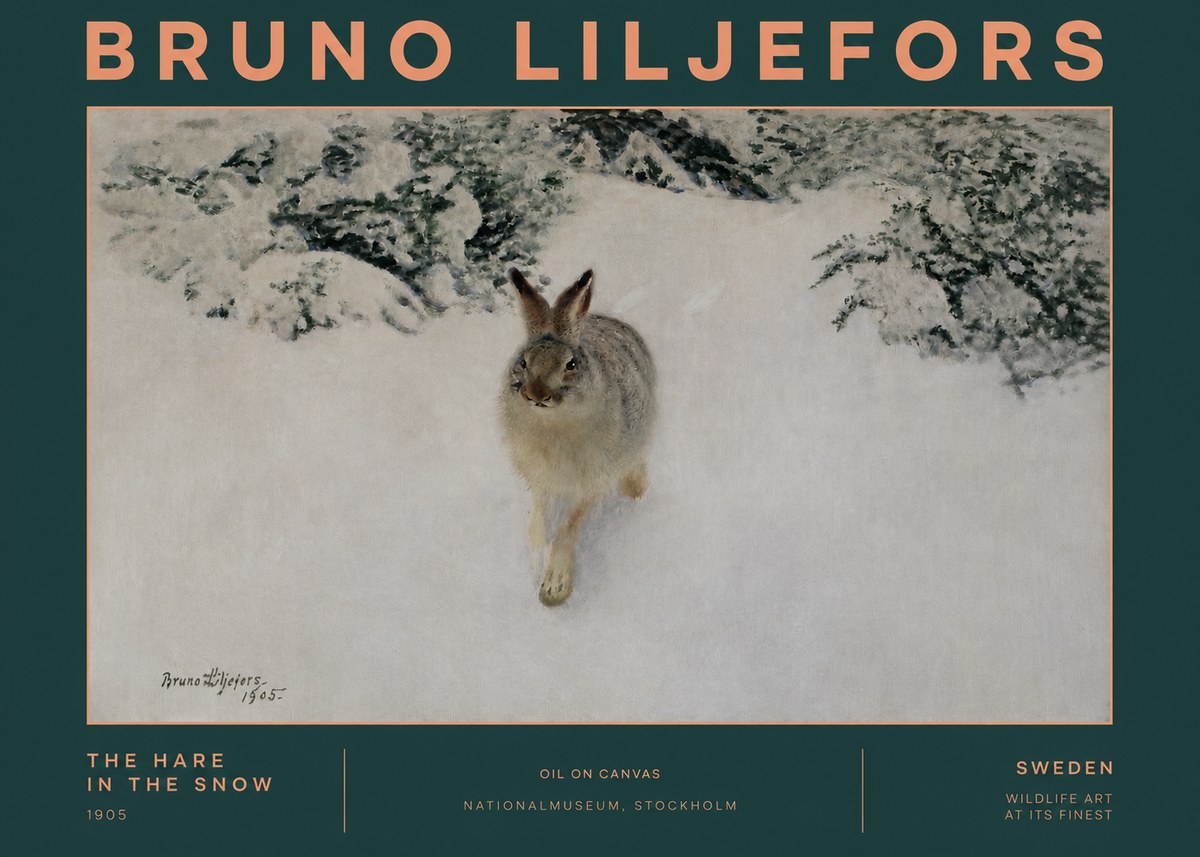 Bruno Liljefors The Hare in the Snow No2 - Póster