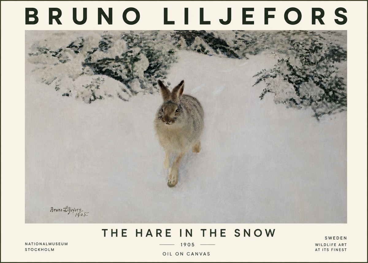 Bruno Liljefors The Hare in the Snow No5 - Póster