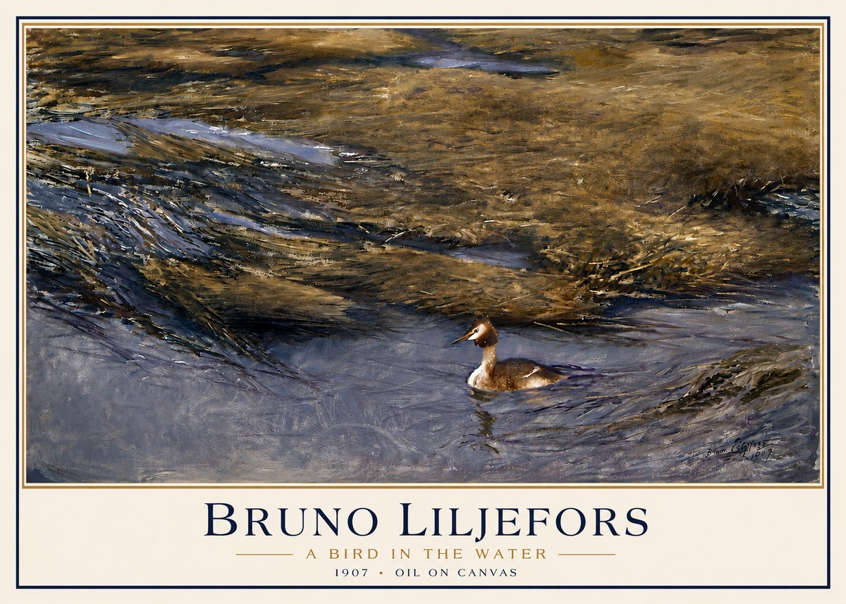 Bruno Liljefors A Bird in the Water No3 - Póster