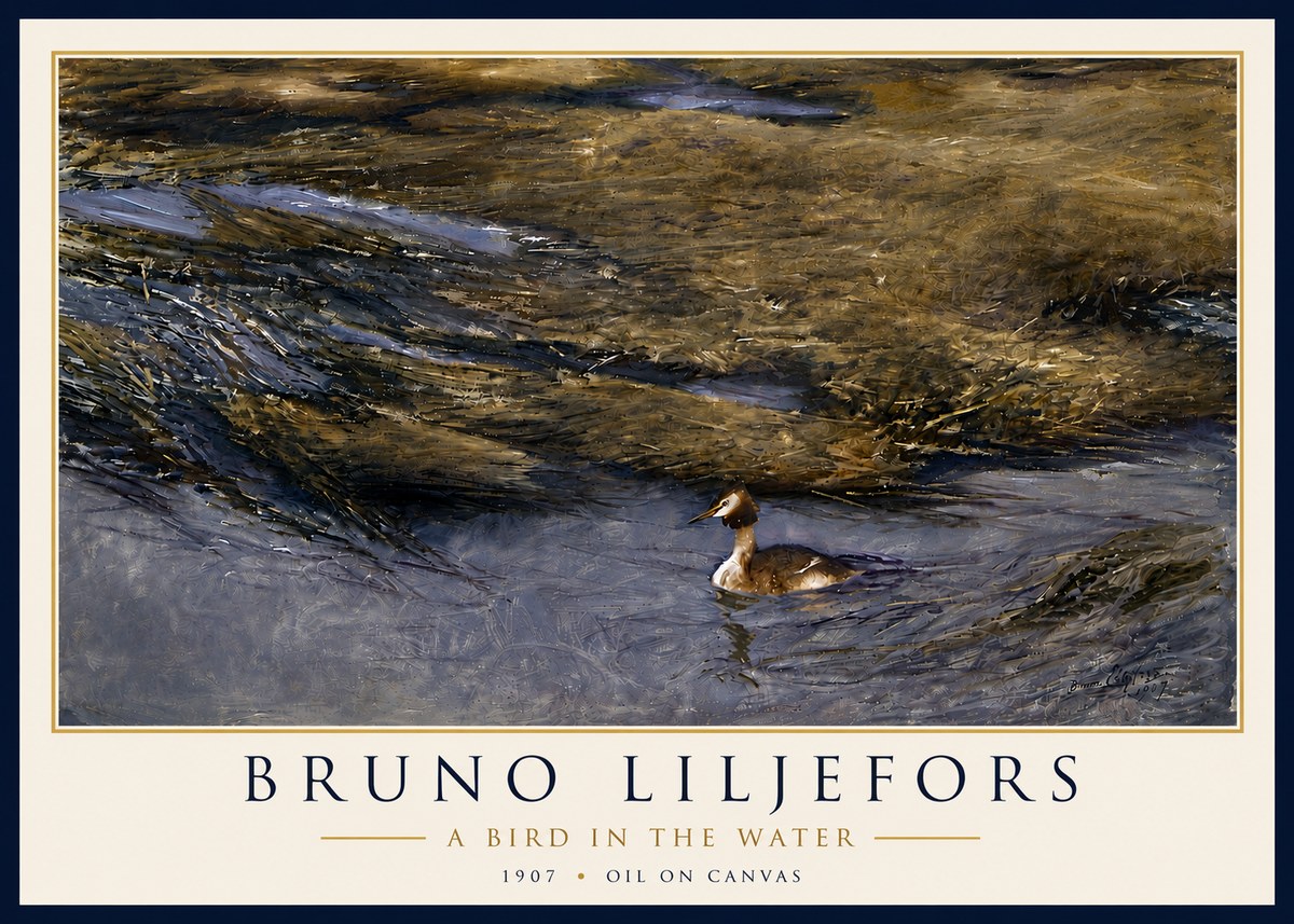 Bruno Liljefors A Bird in the Water No6 - Póster