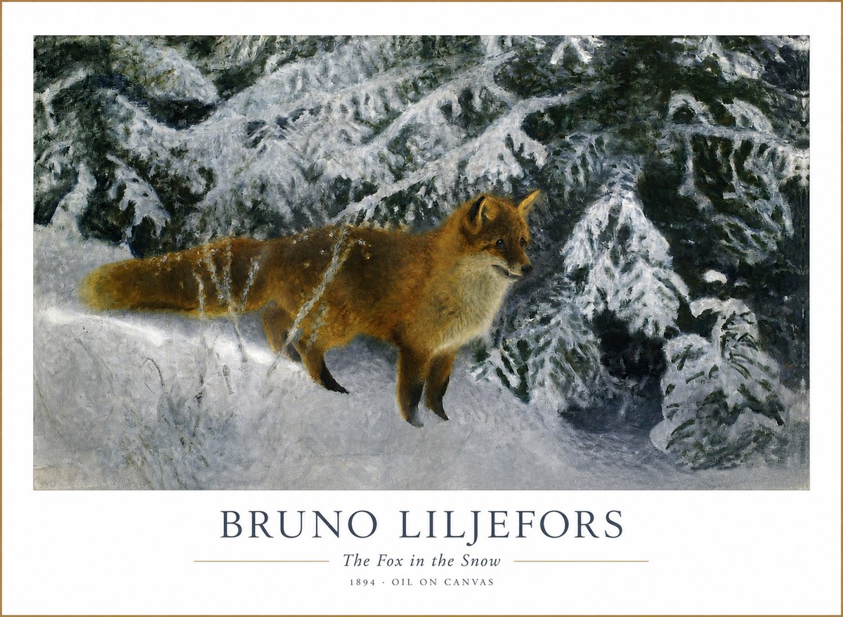 Bruno Liljefors The Fox in the Snow No1 - Póster