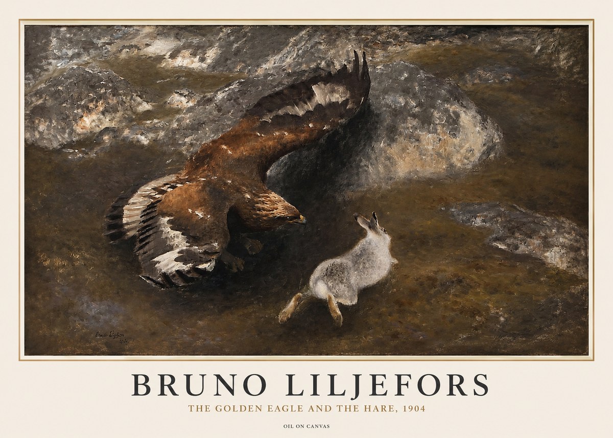 Bruno Liljefors The Golden Eagle and the Hare, 1904 No1 - Póster