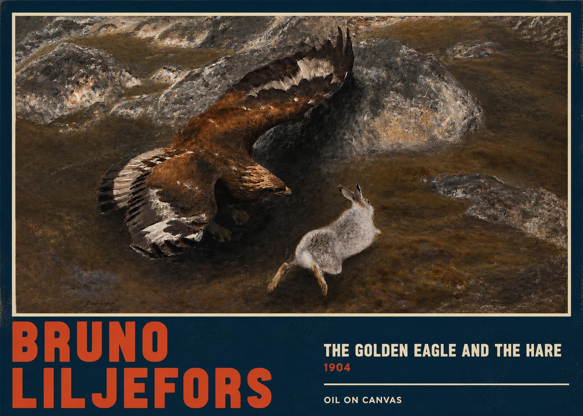 Bruno Liljefors The Golden Eagle and the Hare, 1904 No2 - Póster