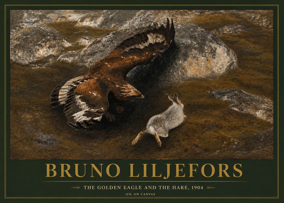 Bruno Liljefors The Golden Eagle and the Hare, 1904 No5 - Póster