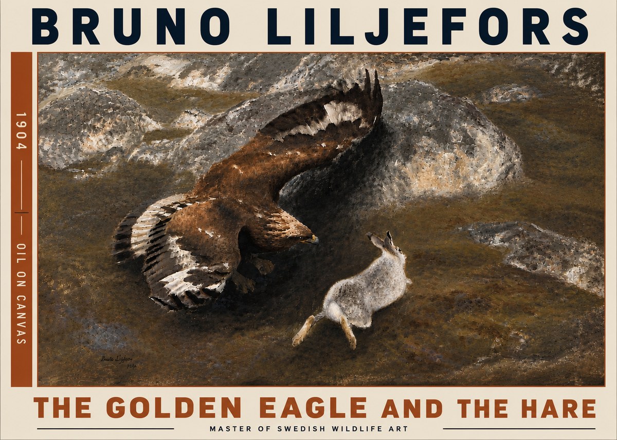 Bruno Liljefors The Golden Eagle and the Hare, 1904 No6 - Póster