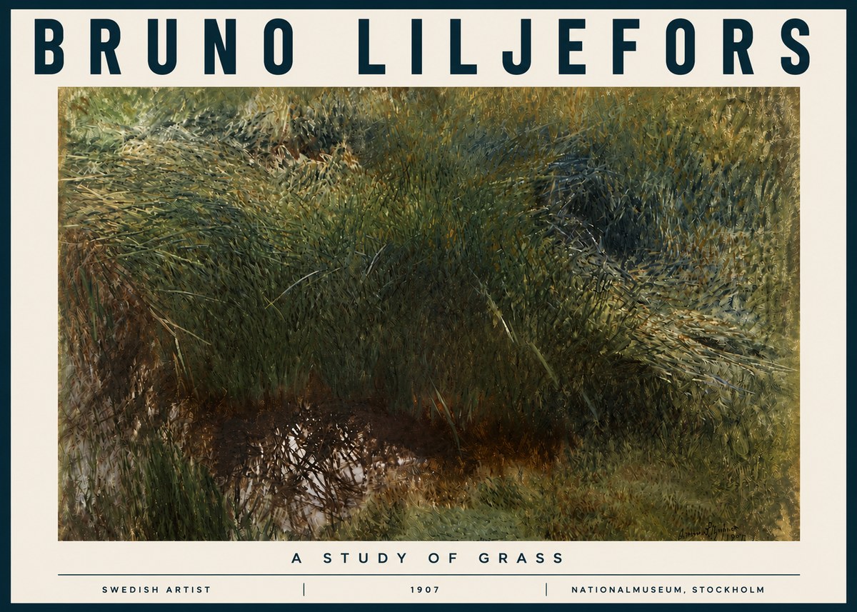 Bruno Liljefors A Study of Grass No4 - Póster